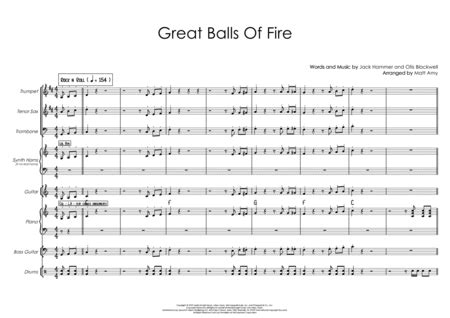 Great Balls Of Fire Arr Matt Amy By Jerry Lee Lewis Sheet Music For