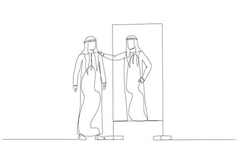 Premium Vector Cartoon Of Arab Man Looking Into Mirror Embrace Self