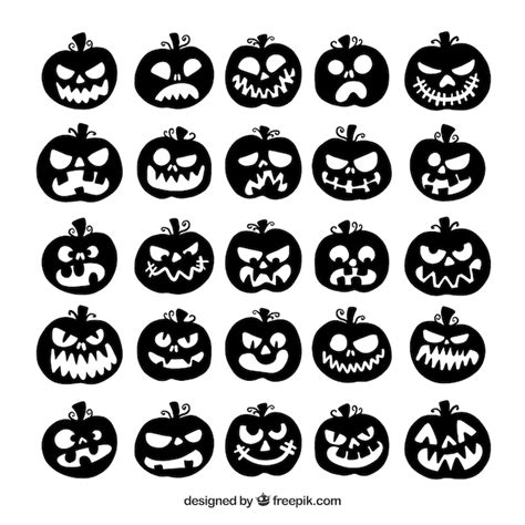 Free Vector | Collection of halloween pumpkin silhouette