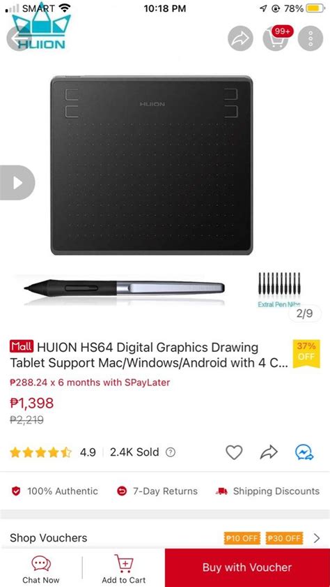 HUION HS64 Digital Graphics Drawing Tablet Computers Tech Parts