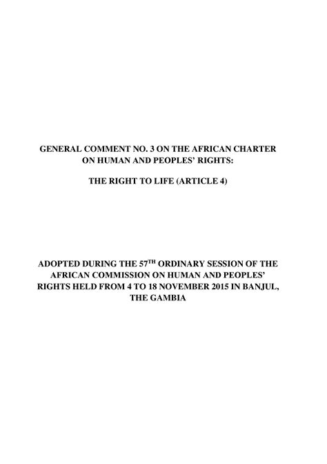 General Comment No 3 African Commission On The Right To Life General