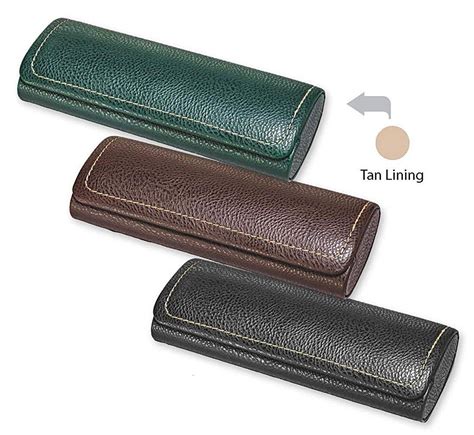 Glasses Case For Men Women Hard Eyeglass Case W Magnetic Closure In Faux Leather Green