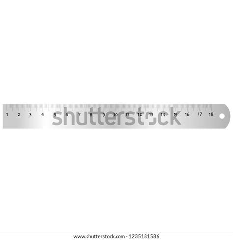 Realistic Metal Ruler 18 Centimeters Metal Stock Vector (Royalty Free ...