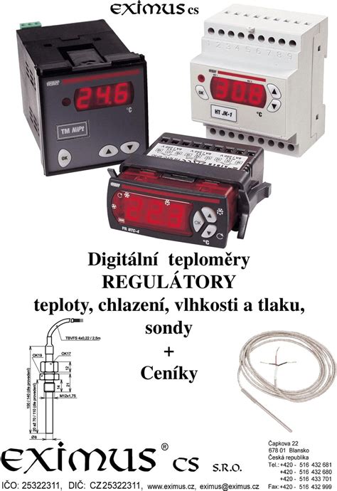 EXIMUS cs Digitální teplom ry REGULÁTORY teploty chlazení vlhkosti a