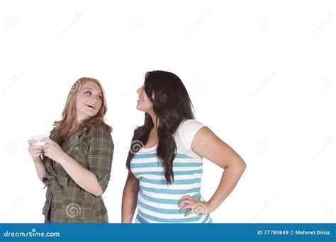 Girl Trying To Look At Her Friends Text Message Stock Image Image Of