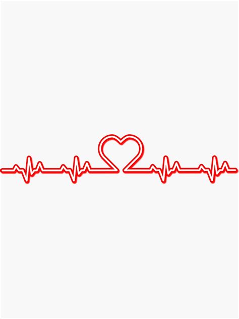 Heart With Pulse Ecg Ekg Wave Sticker Heart With Heartbeatbeating