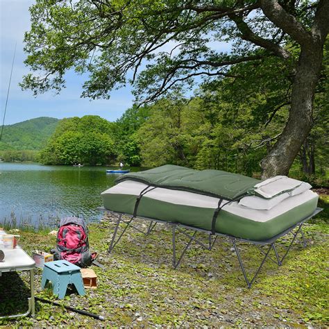 Outsunny Compact Collapsible Portable Camping Cot Bed Set With Sleeping