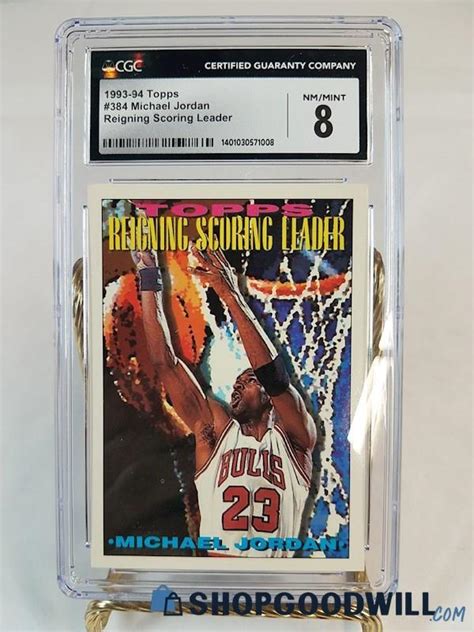 Michael Jordan 1993 94 Topps 384 Reigning Scoring Leader Cgc 8