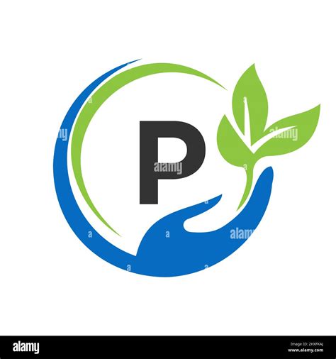 Hand On Letter P Logo Design P Healthcare Care Foundation With Hand