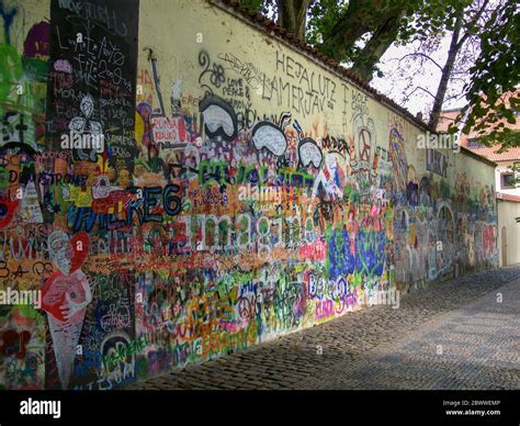 The Lennon Wall or John Lennon Wall in Prague - Praha, Czech Republic ...