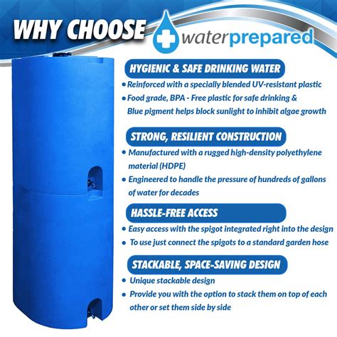 Buy Blue Gallon Water Storage Tank By Waterprepared Emergency