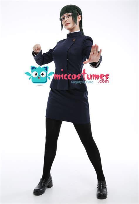 Jujutsu Kaisen Zenin Maki Cosplay Costume Uniform Coat Skirts Shirt Outfits With Stockings