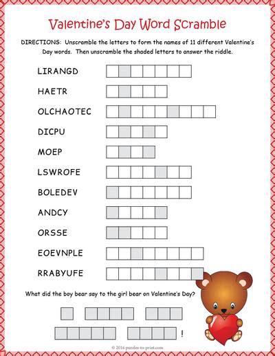 Valentines Day Word Scramble