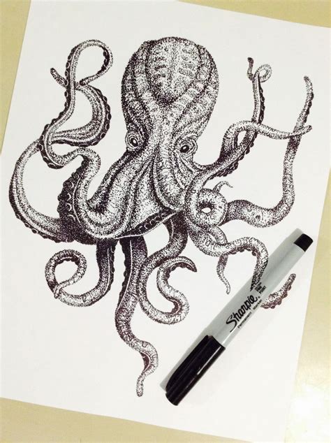 Amazing Dotwork Octopus Tattoo Design Tattooimages Biz