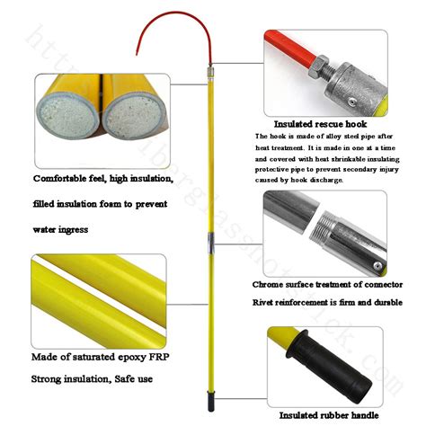 Frp High Voltage Insulation Safety Electrical Rescue Hook Safety Rod