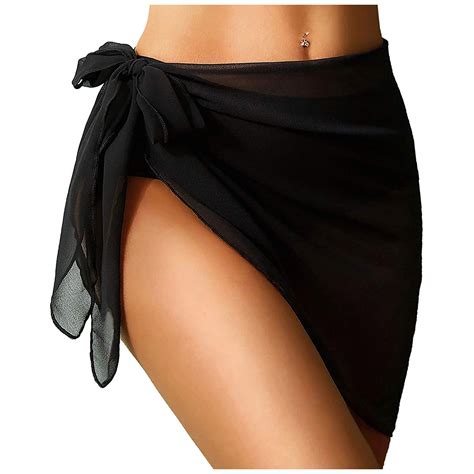 2PCS Women Short Sarongs Beach Wrap Sheer Bikini Wraps Chiffon Cover