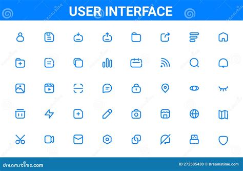 Set Of User Friendly Icons In Line Style For User Interface Icons Stock