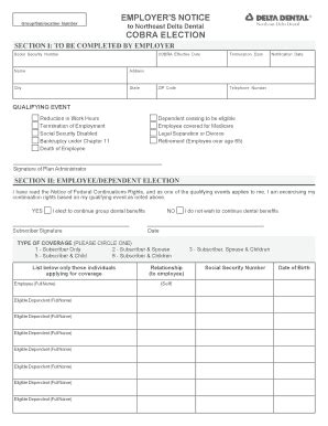 Fillable Online COBRA Election Form COBRA Election Form Fax Email