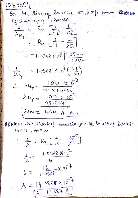 The Wavelength Of Halpha Line Balmers Series Of Hydrogen Spectrum Is