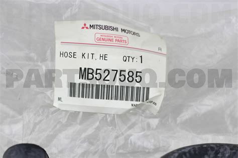 HOSE KIT HEATER WATER MB527585 Mitsubishi Parts PartSouq