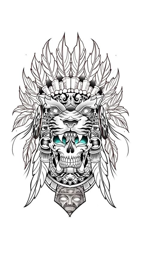 Skull Tattoo En 2024 Tatuajes Tribales Aztecas Folletos De Arte