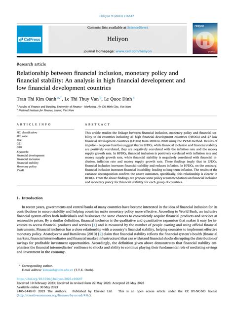 Pdf Relationship Between Financial Inclusion Monetary Policy And