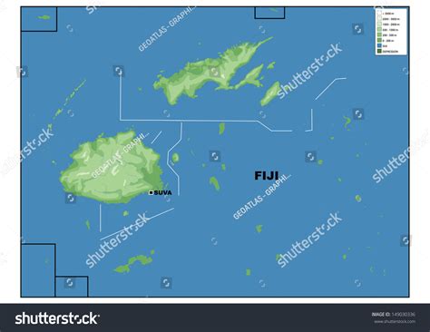 Physical Map Fiji Stock Illustration