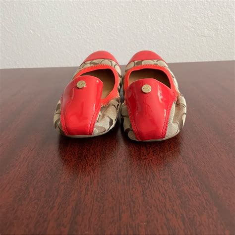 Coach Wanda Monogram Red Patent Leather Ballet Flats Gem