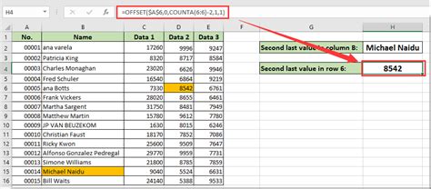 How To Find And Return The Second To Last Value In A Certain Row Or Column In Excel