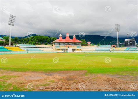 Wide Angle Shot Of The Famed Dharamshala Cricket Stadium The Worlds Highest Altitude Stadium A