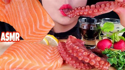 연어 먹방 Asmr 연어회 Asmr 문어 먹방 리얼사운드 Salmon And Salmon Sashimi Octopus Mukbang