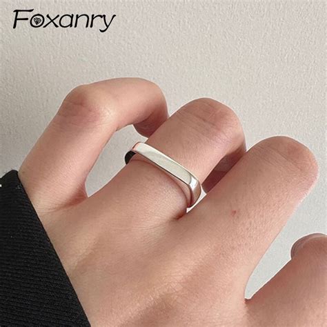 Foxanry Anillos De Fiesta Minimalistas De Color Plateado Para Mujer Y