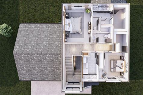 Square Foot Transitional House Plan With Steep Curved Roofline