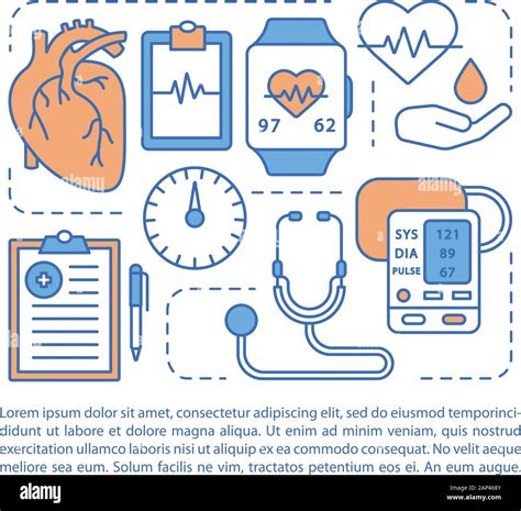 Blood pressure article page vector template. Systolic, diastolic ...