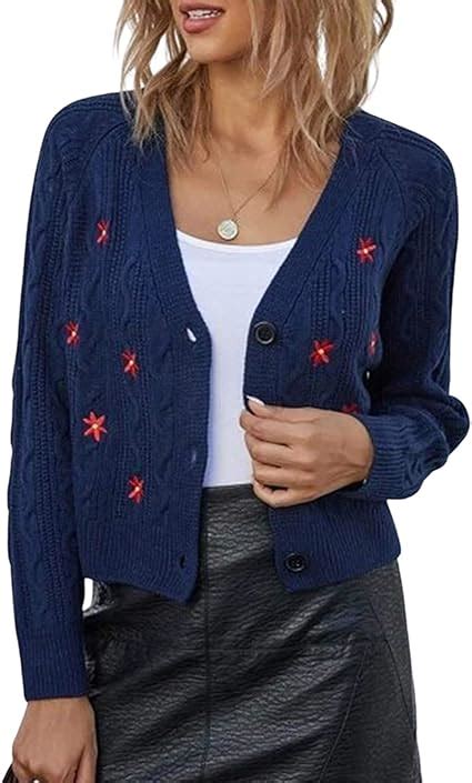 Womens V Neck Button Down Cardigan Lightweight Knit Sweater Long Sleeve