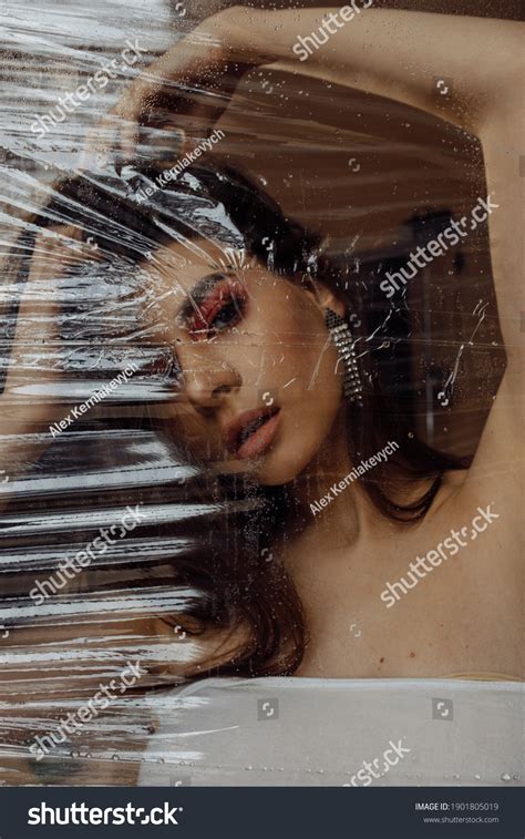Photo Portrait Brunette Nude Shoulders Wearing Stock Photo 1901805019 Shutterstock