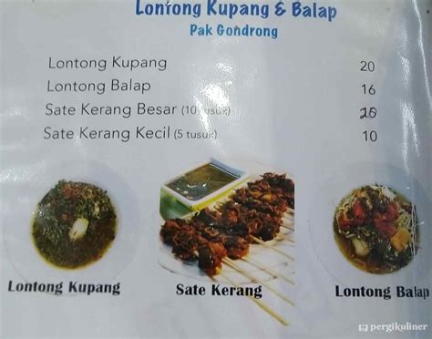 Selalu Diperbarui Menu Lontong Kupang Pak Gondrong Sambikerep Surabaya