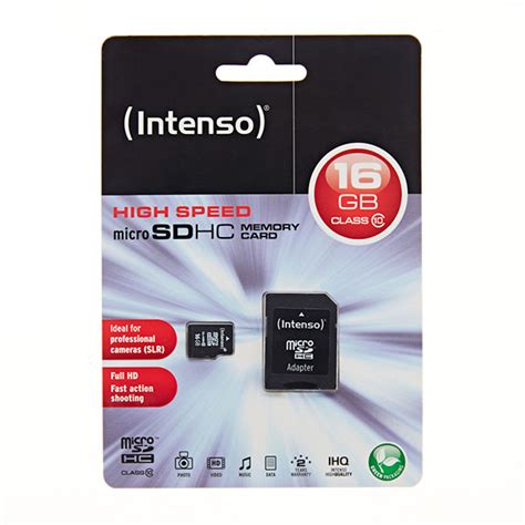 KQ Intenso MicroSDHC Karte 16GB Class 10 Speicherkarte Mit SD Adapter