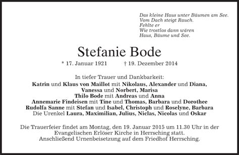 Traueranzeigen Von Stefanie Bode Trauer Merkur De