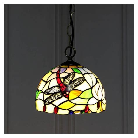 Inch Tiffany Style Stained Glass Hanging Lamp Vintage Small Stained