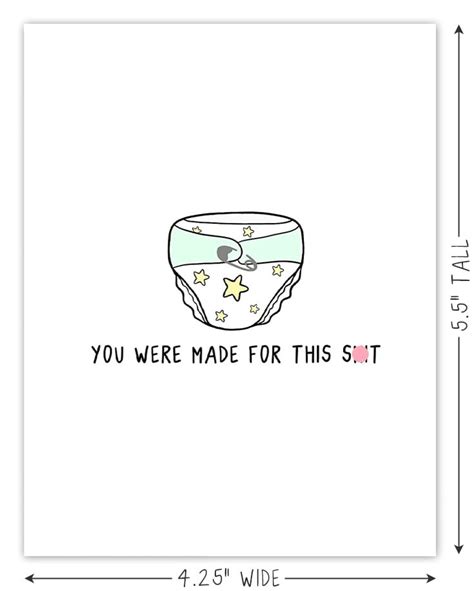 Funny Baby Shower Cards, 4 Different Designs Funny New Parent Cards Fun ...