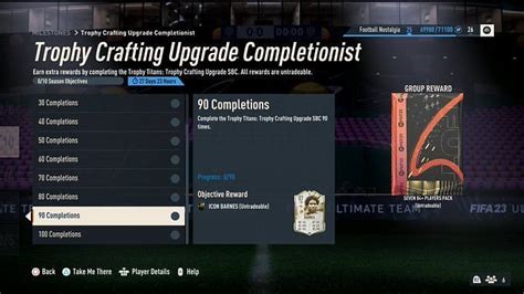 Trophy Crafting Upgrade Completionist Objective Fifa 23 Trophy