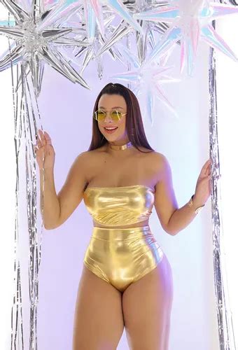 Conjunto Feminino Hot Pants Carnaval Metalizado Lançamento Parcelamento sem juros