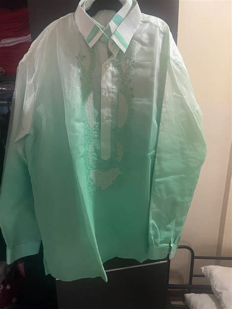 Mint Green Barong Mens Fashion Tops And Sets Formal Shirts On Carousell