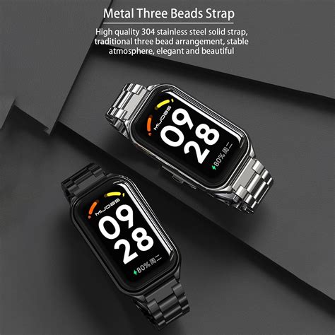 For Redmi Band Mijobs Metal Shell Three Bead Stainless Steel Watch