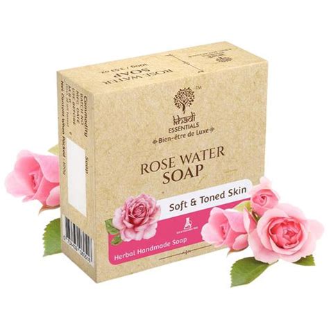 Buy Khadi Essentials Rose Water Herbal Handmade Soap For Soft Toned