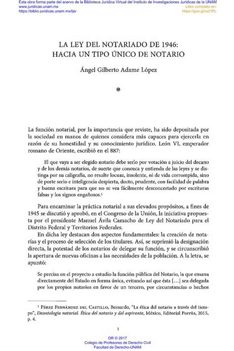 PDF LA LEY DEL NOTARIADO DE 1946 HACIA UN TIPO ÚNICO DE LA LEY