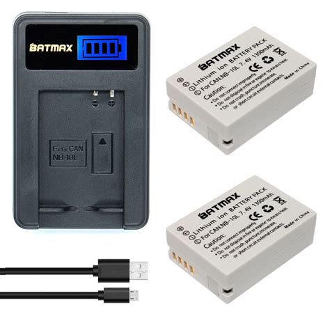 2pcs Nb 10l Nb10l Nb 10l Digital Camera Battery Lcd Charger For Canon