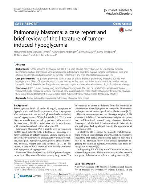 SOLUTION Pulmonary Blastoma A Case Report And Brief Review Of The