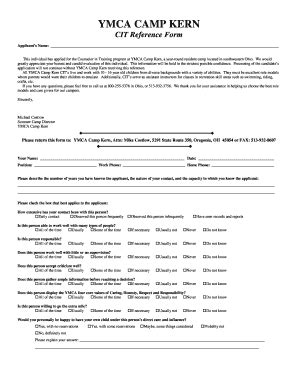 Fillable Online Reference Form Cit Camp Kern Fax Email Print